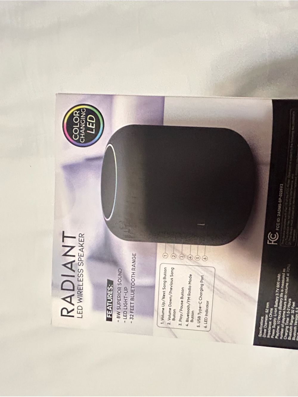 Bass Radiant LED Wireless Speaker - Black